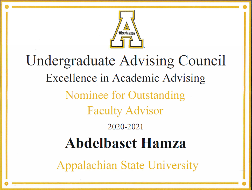Baset Hamza outstanding faculty advisor