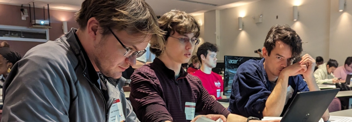 Logan Richardson, Alan Huff, Sam Arkle at the ICPC programming contest in Chapel Hill on February 25, 2023.
